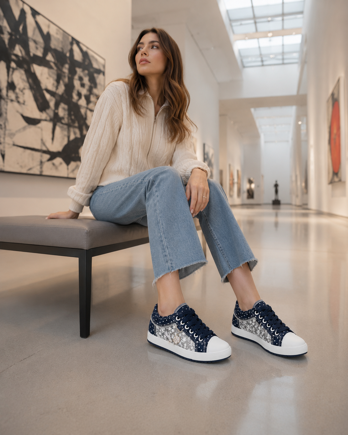 Sofia | Dame Hverdag Broderede Sneakers
